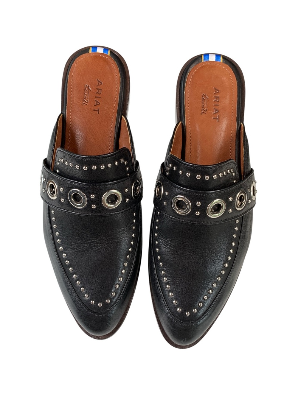 Ariat Two24 Vienna Leather Mule Slides Grommet Detail NIB Size 6